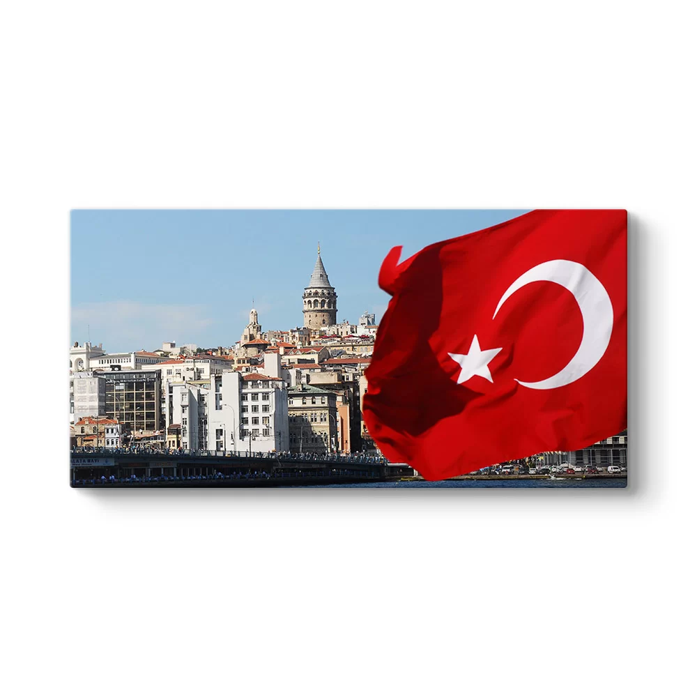 Galata Kulesi Türk Bayrağı Tablosu - Model 5